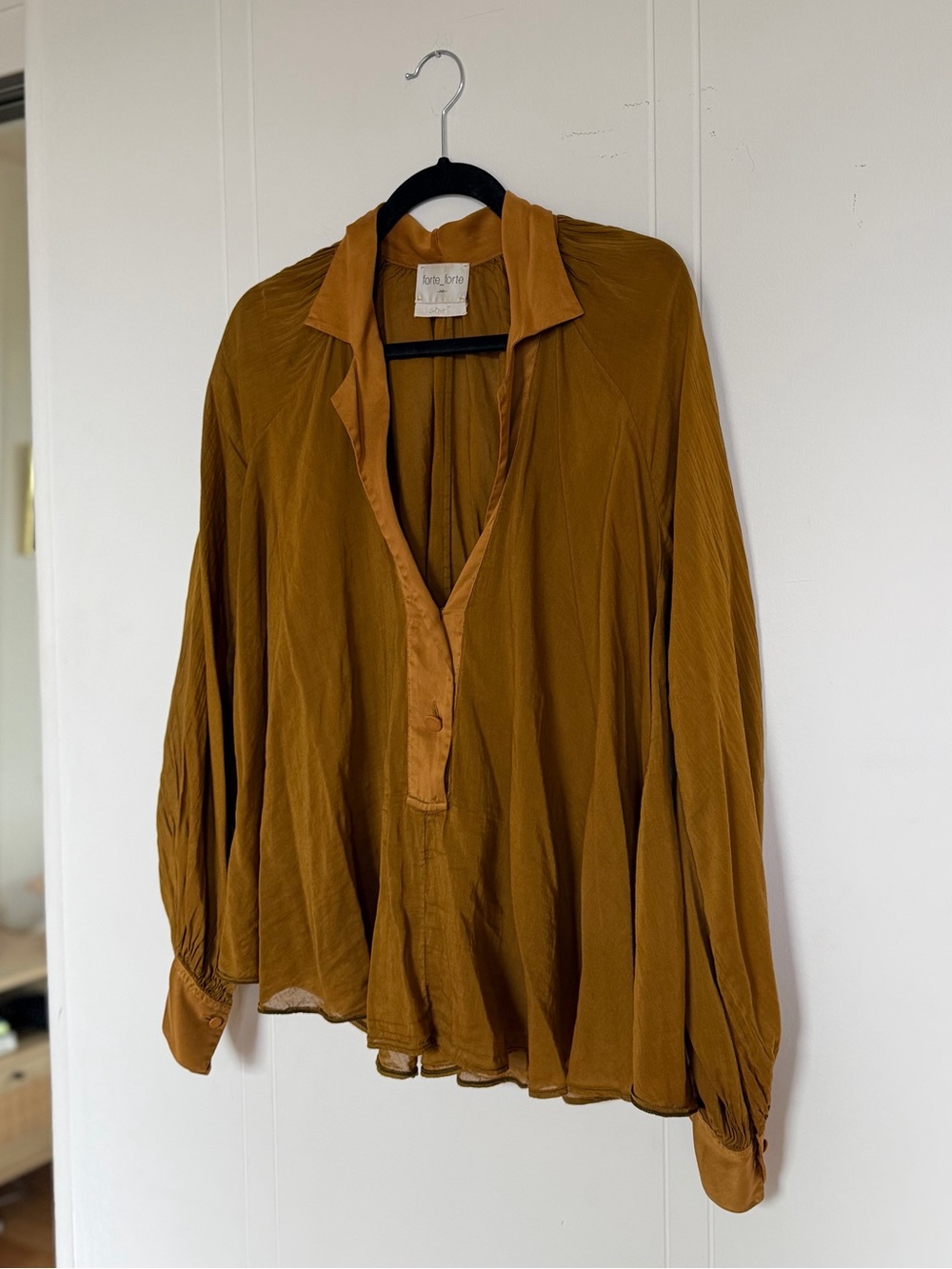 FORTE FORTE Cotton Silk Bohemian Top - Warm Gold